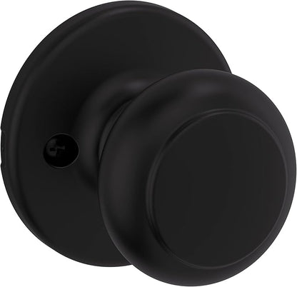Kwikset Cove Dummy Door Knob, Single Sided Handle for Closets, French Double Doors, and Pantry, Matte Black Non-Turning Interior Push/Pull Door Knob