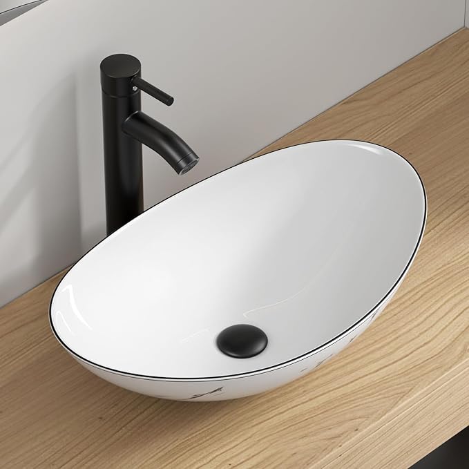 32 Inches White Bathroom Vanity with Marble Texture Top and 4 Drawers, Modern Standing Pedestal Cabinet with Marble Boat Ceramic Sink
