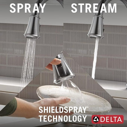Delta Cassidy Touchless Kitchen Faucet with Touch Technology, Brushed Nickel Kitchen Sink Faucet with Pull Down Sprayer, Single Hole, Lumicoat Arctic Stainless 9197TL-AR-PR-DST