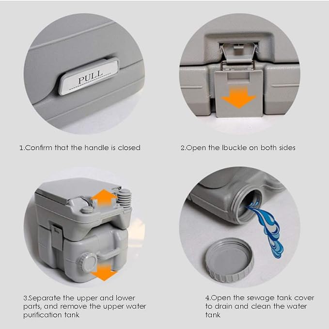 Portable Flush Toilet Portable Toilet Composting Toilet Porta Potty Camping Portable Toilet for Car Camping RV Boat Traveling Roadtripping Caravan (2.65Gallon/5.3 Gallon)