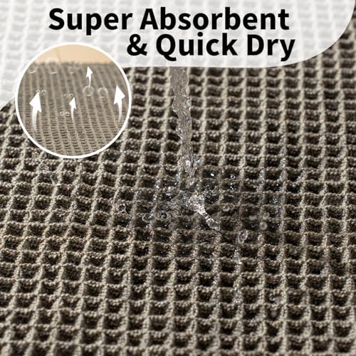 Waffle Bath Mat, Boho Bathroom Rugs Non Slip Washable, 20" x 32"
