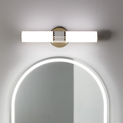 Kichler Sashi 18" LED Small Bath Bar with White Glass in Champagne Bronze, Modern, for Vanity, Fireplace, Buffet, Hallway, Vanity Mirror, (18" W x 5" H), 55191CPZLED