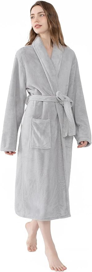 Soft Robe For Women，Warm Plush Bath Robes Female，Spa Towel After Shower Lightweight Long Bathrobe