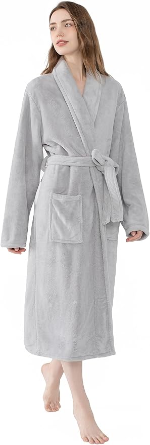 Soft Robe For Women，Warm Plush Bath Robes Female，Spa Towel After Shower Lightweight Long Bathrobe