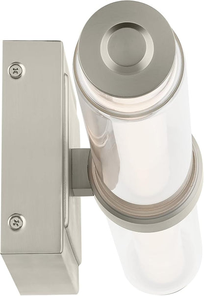 Kichler Laurene LED Bath Bar Light, Brushed Nickel | Linear vanity light with clear glass for mirrors and vanities (31" x 5"), 55239NILED