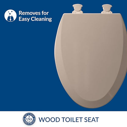 Bemis 1500EC 068 Toilet Seat with Easy Clean & Change Hinges, 2 Pack Elongated, Fawn Beige