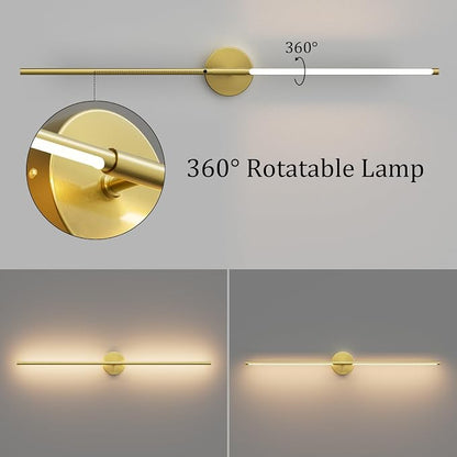 40In Modern Gold Bathroom Sconce Vanity Light Over Mirror Hardwired 3000K Bathroom Light Fixture 360° Rotatable for Bedroom Living Room