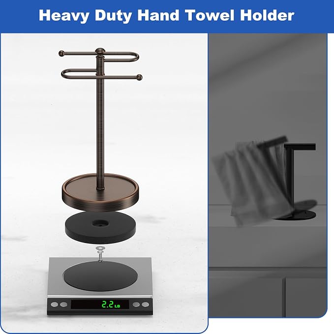 Hand Towel Holder, 304 Stainless Steel Heavy Duty S Shape Hand Towel Stand Free Standing Towel Bar for Bathroom Kitchen Countertop