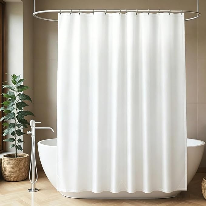 Felisa 2 Pack Waterproof Fabric Shower Curtain Liner,Hotel Quality Shower Liner with 3 Large Magnets, Odorless Cloth Washable Lightweight Bathroom Curtain,Sturdy Rustproof Grommets,72 x 72,White