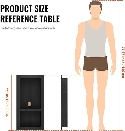 VEVOR Shower Niche Ready for Tile 16" x 32", Double Shelf Organizer, Square Corners Wall-inserted Niche Recessed, Sealed Protection Modern Soap Storage Niche for Shower Bathroom, Black