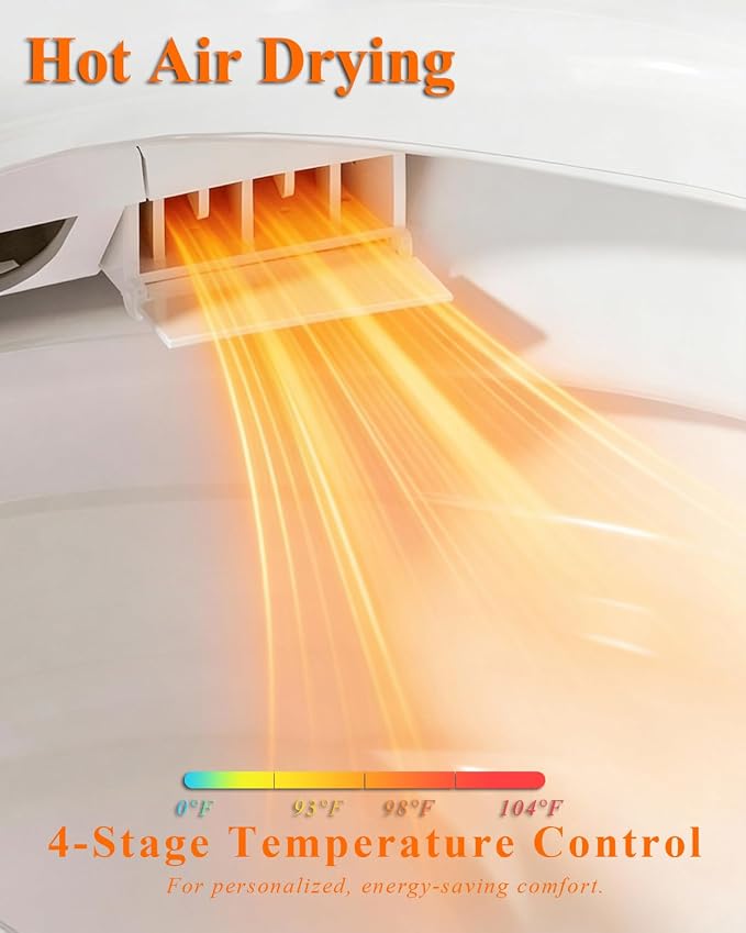 TOTTE Smart Toilet with Bidet Built-in, Auto Open/Close Lid, One Piece Elongated Toilet with Instant Warm Water & Warm Air Dryer, Self-Cleaning Technology, Night Light, Tankless Toilet, ECO Mode