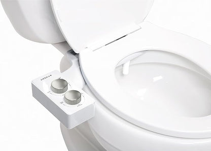 TUSHY Spa 2.0 Cool to Warm Water Bidet Toilet Seat Attachment, White/Silver | Non-Electric, Self-Cleaning Smart Spray Nozzle, Adjustable Pressure and Angle Control, Sink Access Required Within 6 Feet