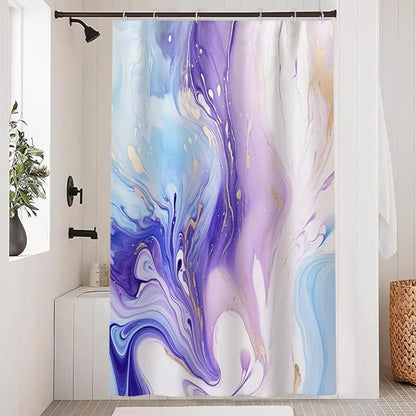 Purple Shower Curtain, Ombre Purple and Blue Marble Shower Curtain for Bathroom Waterproof Abstract Shower Curtain Set with Hooks, 48x72 Inch