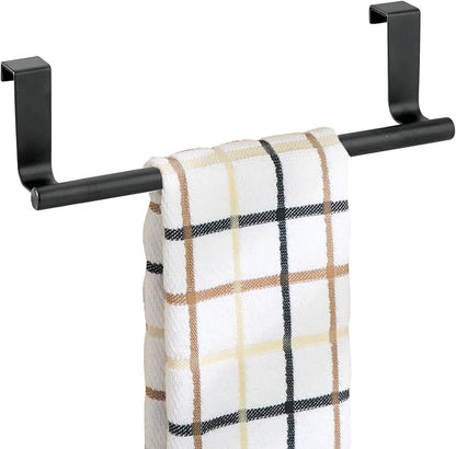 mDesign Over-the-Cabinet Towel Bar Holder for Bathroom or Kitchen - 9", Matte Black