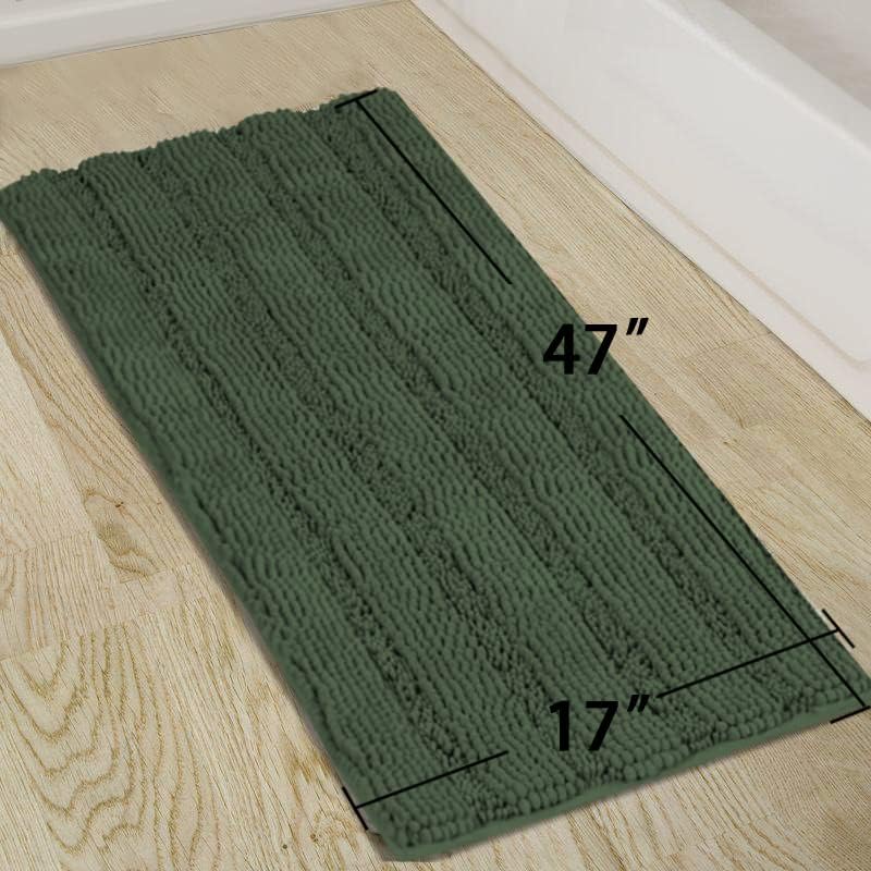 Turquoize Bathroom Runner Rug 17"x47", Soft Absorbent Chenille Bath Rug