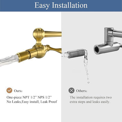 Faucets with Wall Mount Double Joint Swing Arms - Leak Free Design with High-Flow Aerators - Retractable & Folding for Space Saving