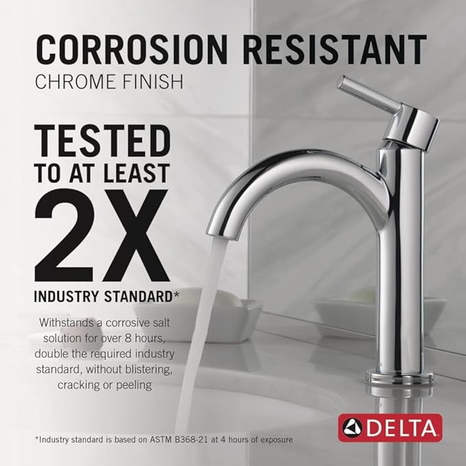 Delta Nicoli Chrome Bathroom Faucet 1 Hole, Single Hole Bathroom Sink Faucet for Vanity, Push-Pop Drain Assembly, Chrome 15749LF