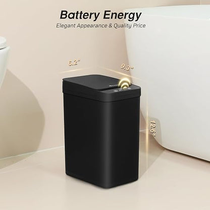FRESHLIX Motion Sensor Trash Can, 2 Pack 2.6 Gallon Automatic Touchless Garbage Can, Small Smart Trash Can, Slim Waterproof Trash Bin for Bedroom, Bathroom, Office, Living Room, Black