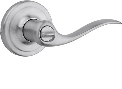 Kwikset Tustin Entry Door Handle with Lock and Key, Secure Keyed Reversible Lever Exterior, Doorlock, For Front Entrance and Bedrooms, Satin Chrome, Pick Resistant Smartkey Rekey Security