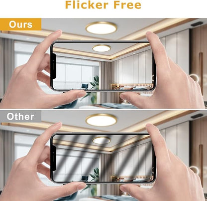 15.7Inch LED Ceiling Light Fixture Flush Mount, 32W(320W Equivalent), 3800LM, 5000K Daylight White, IP40, Flat Modern Round Ceiling Light for Bedrooms, Living Rooms, Bathrooms, Stairwells, etc.(Gold)