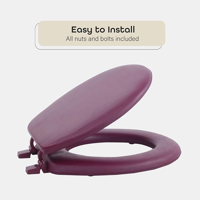 Soft Standard Vinyl Toilet Seat, Burgundy, 17 in | Toilet-Seat Construction: Contoured Seat Profile and Durable Finish Create a Polished Fixture Update.