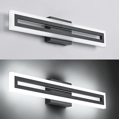 SOLFART 24 Inch Vanity Lights Bathroom Lights Over Mirror Bathroom Light Fixtures Black Led Modern Light Fixture 6000K