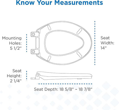 Gerber Elongated Toilet Seat with Cover, Soft Close, No Slam, Quick & Easy Install, Heavy-Duty Plastic, Adjustable Fit for Standard Elongated Toilets, Durable & Fade-Resistant, White G0099213
