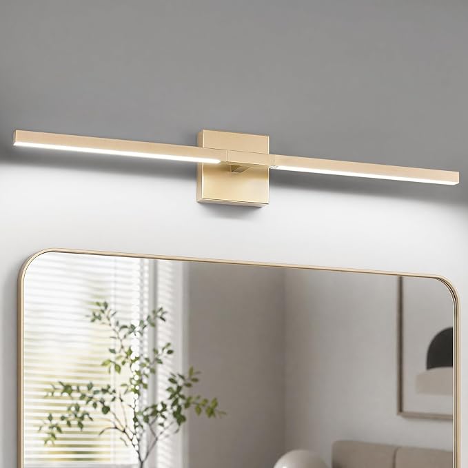 Gold Bathroom Vanity Light, 24 Inch LED Light Bar Over Mirror | Modern Bathroom Light Fixture Over Mirror for Vanity, 360° Rotatable Dimmable LED Wall Mounted Lighting, ETL Certified