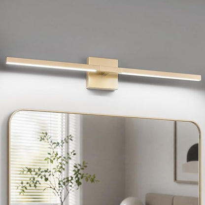 Gold Bathroom Vanity Light, 24 Inch LED Light Bar Over Mirror | Modern Bathroom Light Fixture Over Mirror for Vanity, 360° Rotatable Dimmable LED Wall Mounted Lighting, ETL Certified