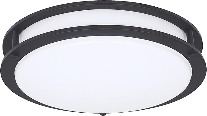 Designers Fountain Flush Mount Ceiling Light, 14 Inch Round LED DC Lighting Fixture Kitchen, Bedroom, Bathroom, and Hallway, Dimmable, 1400 Lumens, 3000K/4000K/5000K, Matte Black, EV1414C3C-43