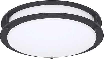 Designers Fountain Flush Mount Ceiling Light, 14 Inch Round LED DC Lighting Fixture Kitchen, Bedroom, Bathroom, and Hallway, Dimmable, 1400 Lumens, 3000K/4000K/5000K, Matte Black, EV1414C3C-43