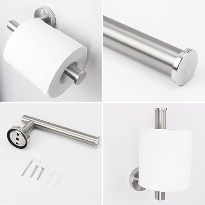 NearMoon 2 Pieces Bathroom Hardware Accessories, Towel Ring and Toilet Paper Holder- Stainless Steel Bath Towel Hanger and Hand Towel Holder, Wall Mounted (Brushed Nickel)
