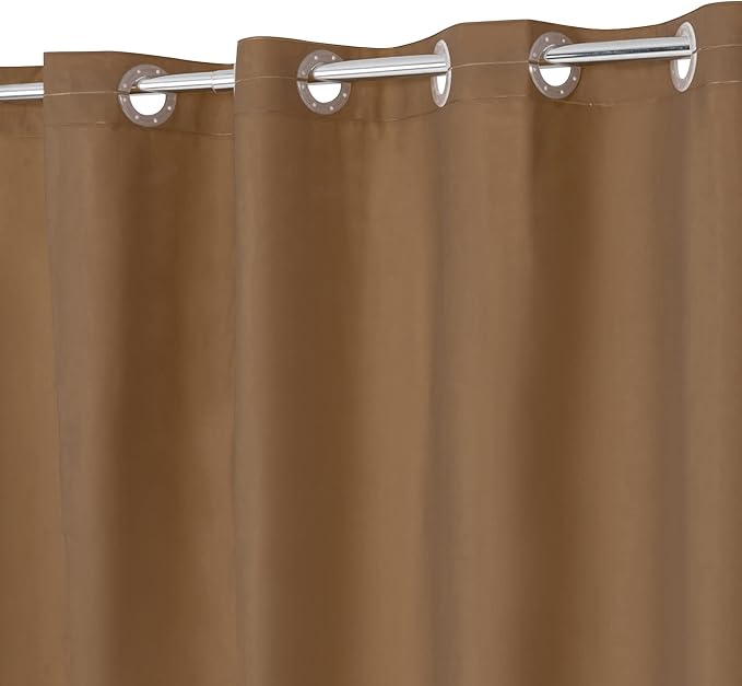 No Hook PEVA Shower Curtain or Liner, Standard Size 71 x 74, Brown | 8G Heavy Duty, Brown Bathroom Shower Curtain, No Hooks Required, Waterproof Plastic & PVC Free