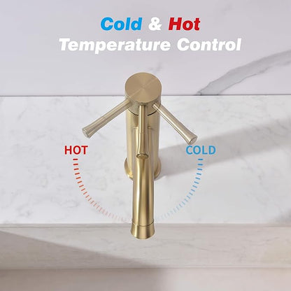 Brushed Gold Bathroom Faucet Single Handle,with Splash Faucet Sprayer Extender Faucets Aerator