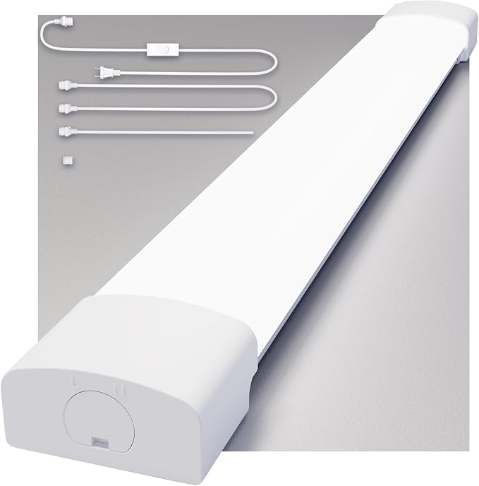 LED Shop Light Fixture, 2FT Linkable 18W Plug in Wall Light, 5000K Closet Light for Workbench Kitchen Basement, Under Cabinet Lighting, LED Tube Light Fixture with Plug, Triproof, White | Closet Light for Workbench Kitchen Basement, Under Cabinet Light...