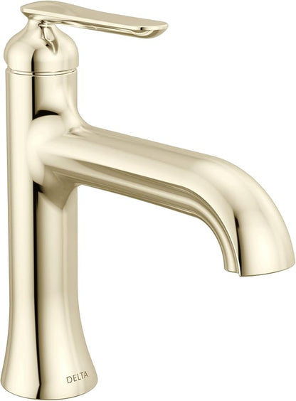Delta Bonacci Polished Nickel Bathroom Faucet 1 Hole, Single Hole Bathroom Sink Faucet for Vanity, Lumicoat Polished Nickel 545-PN-PR-LPU-DST (Drain Not Included)