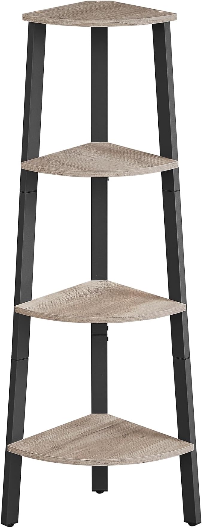 VASAGLE Corner Shelf Stand, 4-Tier Corner Bookshelf, Industrial Ladder Shelf, Plant Stand for Living Room, Office, Kitchen, Greige and Black ULLS034M01