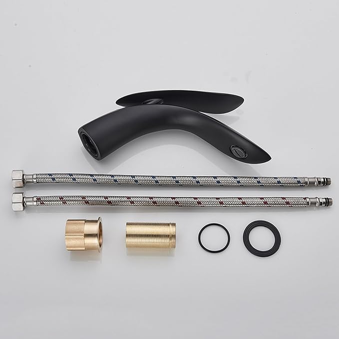 BiaoTeng Black Single-Handle Bathroom Sink Faucets Hot and Cold Brass Black Faucets for Bathroom Sink Single Hole