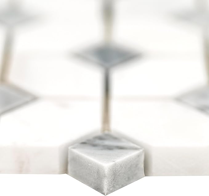 MSI Bianco Dolomite Dotty Polished Marble Mesh-Mounted Mosaic Tile for Kitchen Backsplash, Bathroom Wall, Accent Wall, and Shower