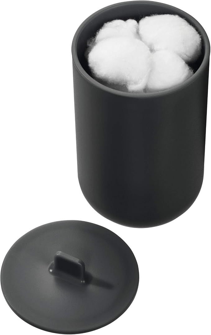 iDesign Cade Canister Bathroom Storage Jar with Lid for Bathroom, Vanity, Desk, Countertop, 3.14" x 3.14" x 5.09", Matte Black (Pack of 2)
