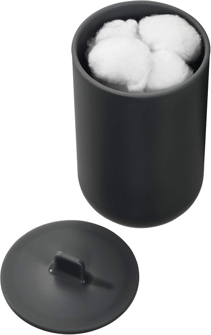 iDesign Cade Canister Bathroom Storage Jar with Lid for Bathroom, Vanity, Desk, Countertop, 3.14" x 3.14" x 5.09", Matte Black (Pack of 2)
