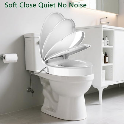 Raised Toilet Seat Bidet 2.91in, Elongated Bidet Toilet Seat, 3 Wash Mode, Soft Close & Quick Release, no Electric, Adjustable Anti-Slip Pad, Home/Commercial Use for Senior, 18.5inch, White