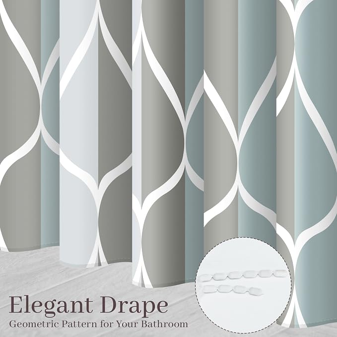 Gelbchu Grey Blend Geometric Shower Curtain for Bathroom, 72x72 Inch | with Hooks, Premium Polyester, Quick Dry, Water Repellent, Machine Washable, Rustproof Grommets, Modern Minimalist