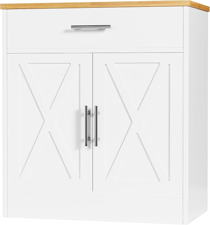 Shintenchi Farmhouse Storage Cabinets with Doors and Shelves,Kitchen Barn Door Storage Cabinet with Drawers,Coffee Bar Cabinet Buffest Sideboard for Dining Room,Bathroom,Entryway