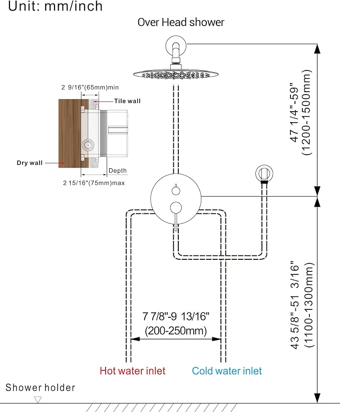 10" High-Pressure Rainfall Shower System with Handheld Spray, Wall Mount Bathroom Shower Faucet Set (Brushed Nickel)