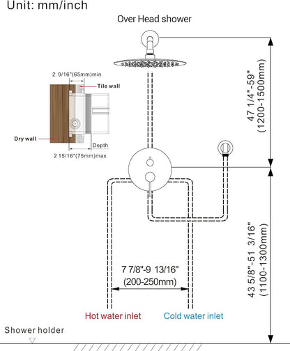 10" High-Pressure Rainfall Shower System with Handheld Spray, Wall Mount Bathroom Shower Faucet Set (Brushed Nickel)