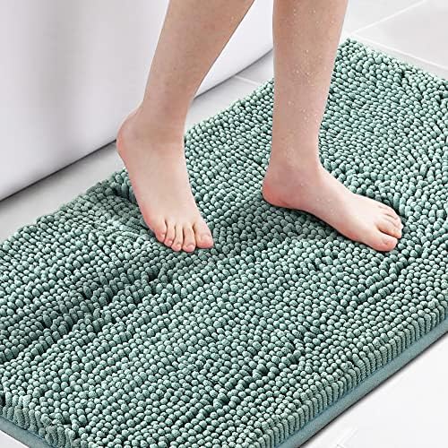H.VERSAILTEX Microfiber Bath Rugs Chenille Floor Mat Ultra Soft Washable Bathroom Dry Fast Water Absorbent Bedroom Area Rugs, 24 x 42 - Inch, Eggshell Blue