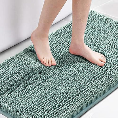 H.VERSAILTEX Microfiber Bath Rugs Chenille Floor Mat Ultra Soft Washable Bathroom Dry Fast Water Absorbent Bedroom Area Rugs, 24 x 42 - Inch, Eggshell Blue