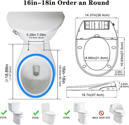 Toilet Seat Bidet Seat with Self Cleaning Dual Nozzles Non electric Separated Rear & Feminine Cleaning Natural Water Spray, soft close toilet seat,Easy DIY Installation