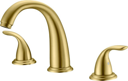 SUMERAIN 2-Handle Widespread Roman Bathtub Faucet Tub Filler with Valve Brushed Gold | 3 Holes, Tub Filler, with Valve, High Flow Rate, Traditional Design, Easy Install